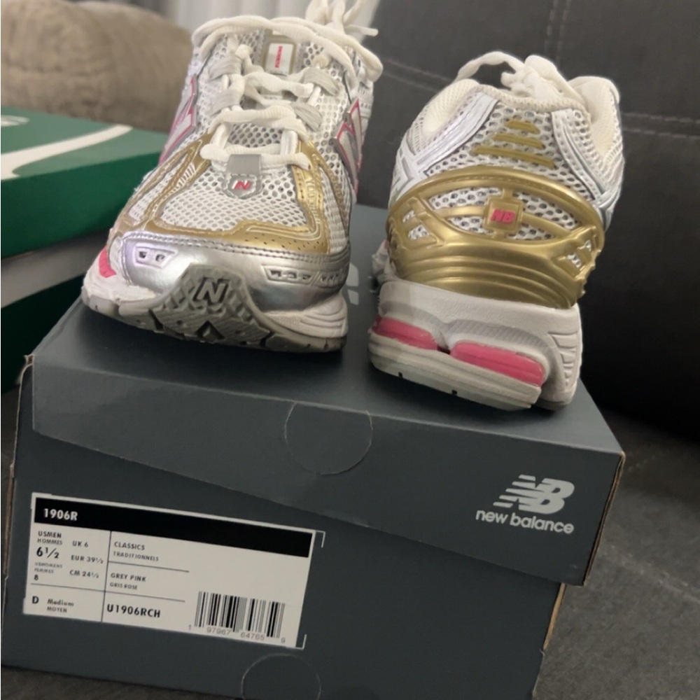 New Balance White Gold Pink Women's Sneakers